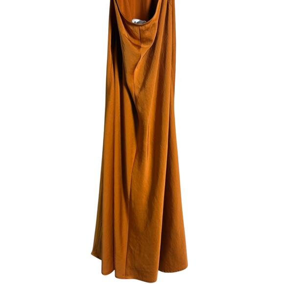 A.L.C. Blakely Orange Satin Cutout V-Neck Cocktail Midi Dress Size 6 - Picture 16 of 16